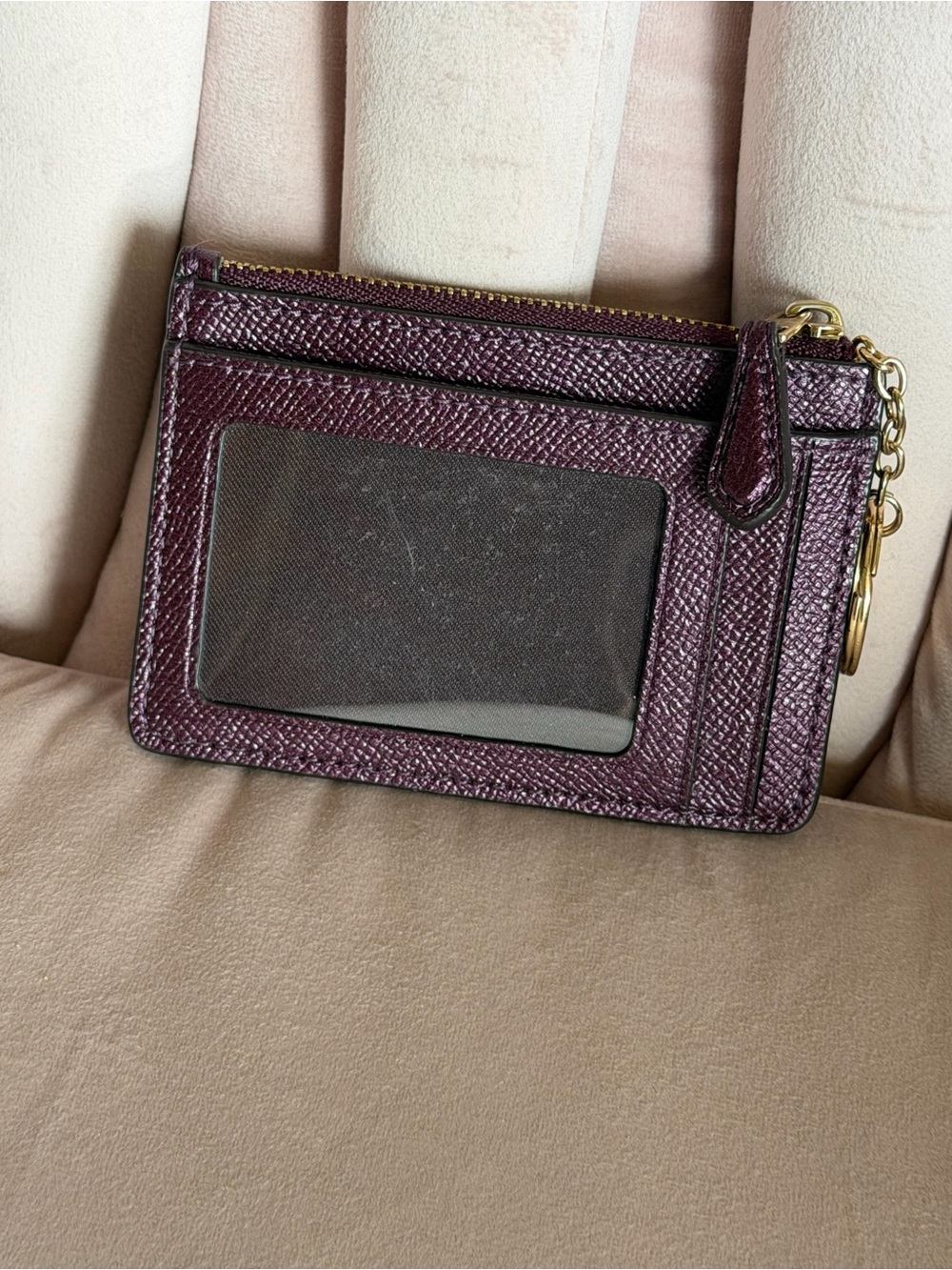 COACH Mini Skinny Keychain ID Case in Metallic Deep Plum 💜 - Picture 10 of 16